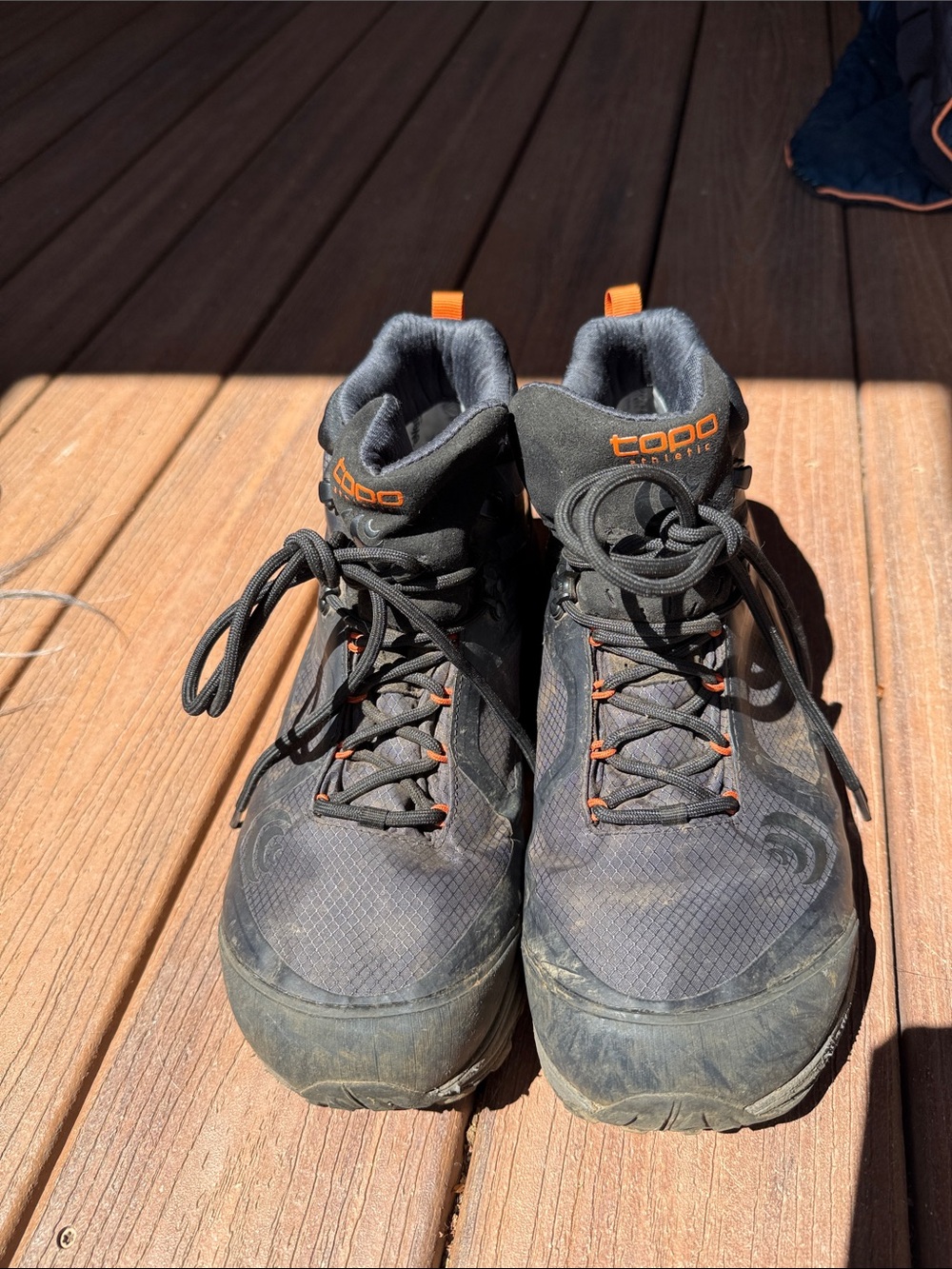 Topo Athletic Men's Black and Orange Trail Boots